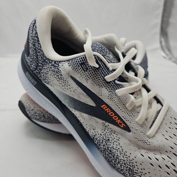 Brooks Ghost 16 Men’s Size 8 White Peacoat Orange Trainer Road Running Shoes - Picture 2 of 16